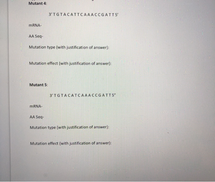 Solved Mutation Activity In the following exercise you will | Chegg.com