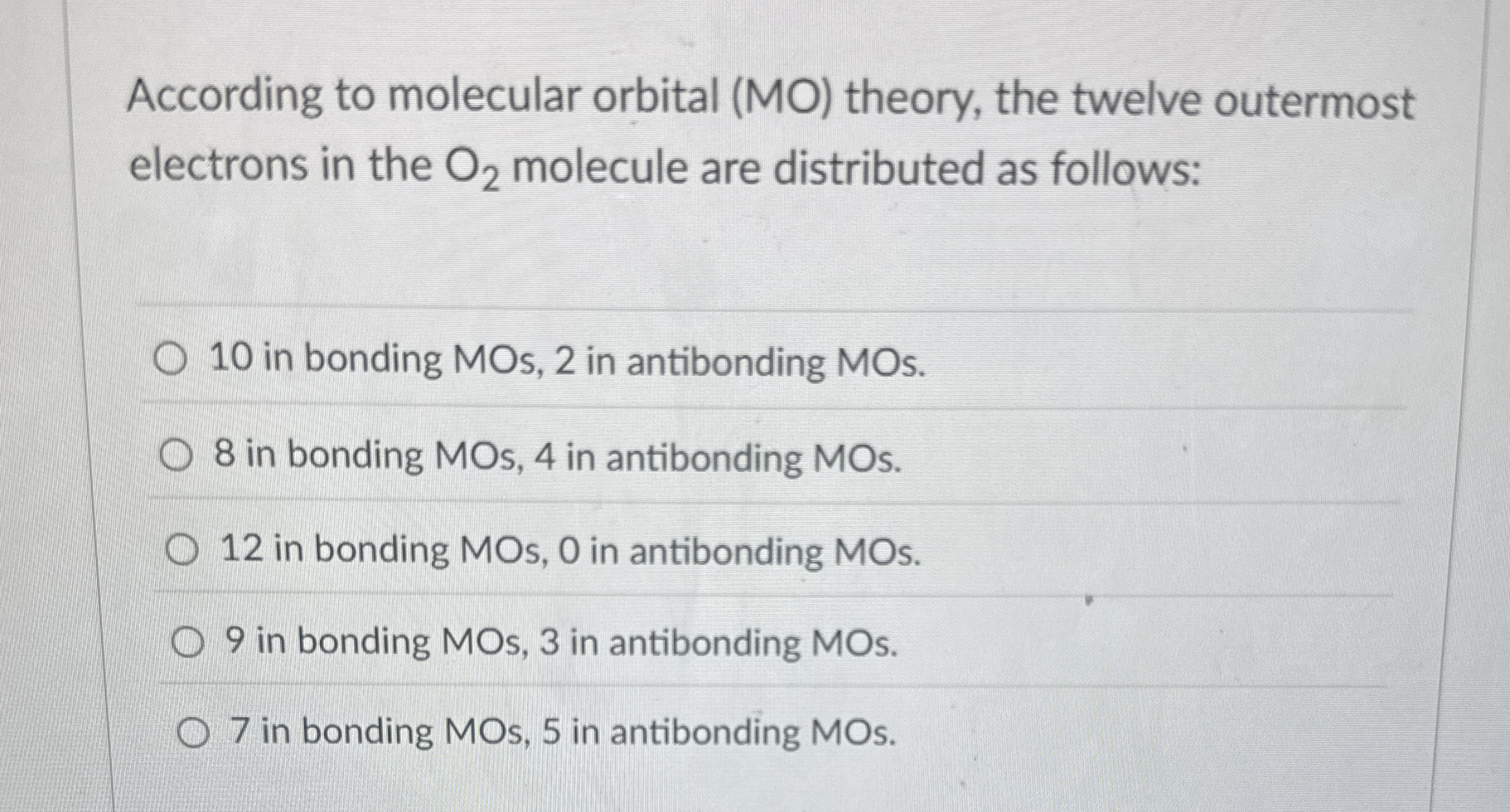 Solved According to molecular orbital (MO) ﻿theory, the | Chegg.com