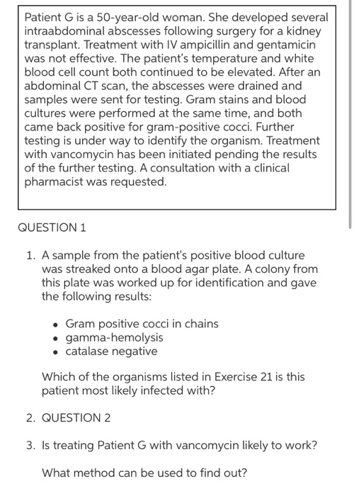 Solved Patient G is a 50-year-old woman. She developed | Chegg.com