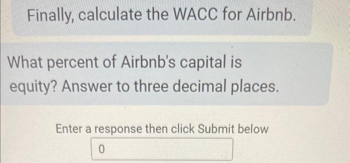 Solved Finally, Calculate The WACC For Airbnb. What Percent | Chegg.com