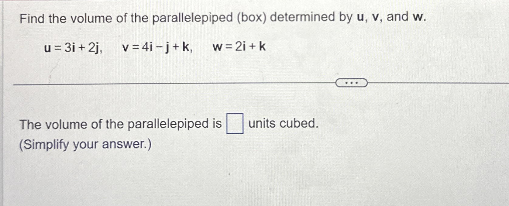 Solved Find the volume of the parallelepiped (box) | Chegg.com