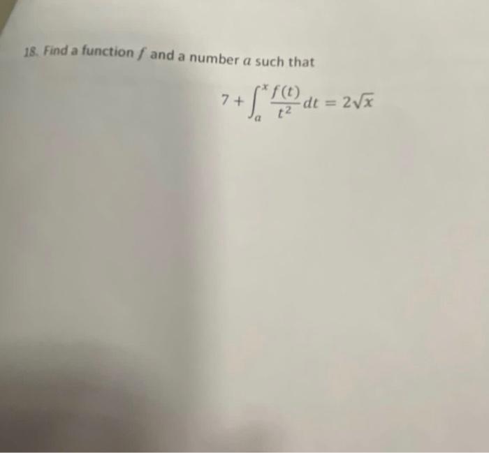 Solved 18. Find a function f and a number a such that | Chegg.com