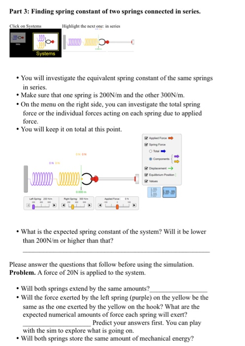 Solved Part 3: Finding spring constant of two springs | Chegg.com