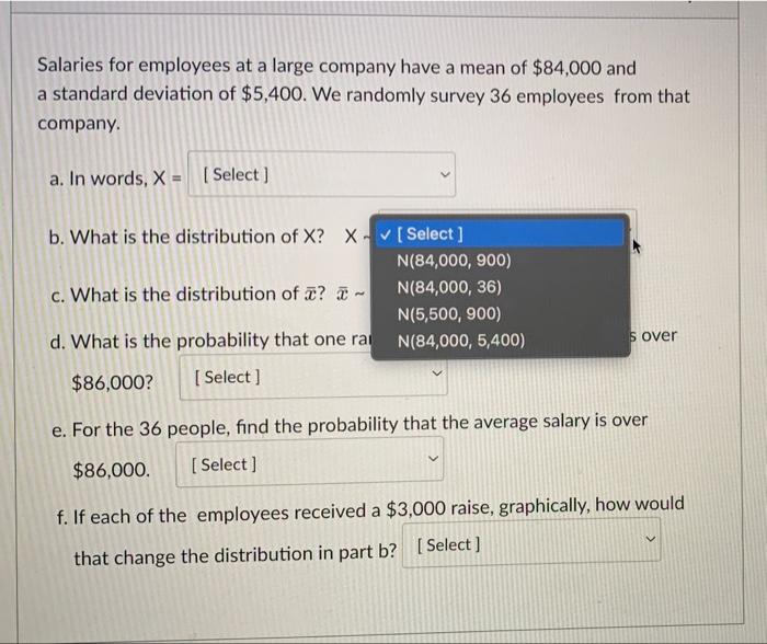 Solved Salaries For Employees At A Large Company Have A Mean | Chegg.com