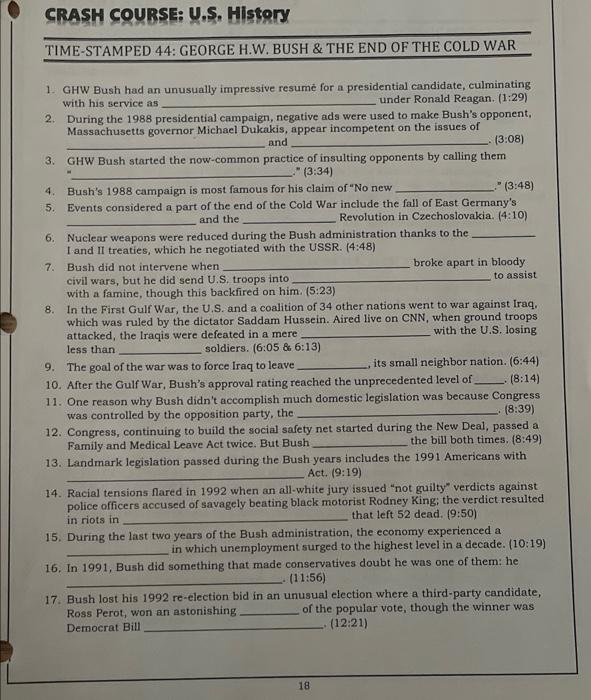 CRASH COURSE U.S. History TIMESTAMPED 44