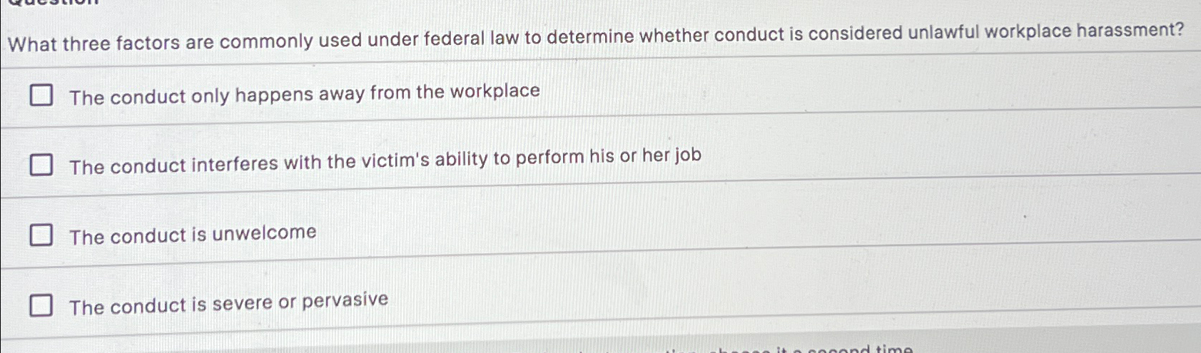 Solved What three factors are commonly used under federal | Chegg.com