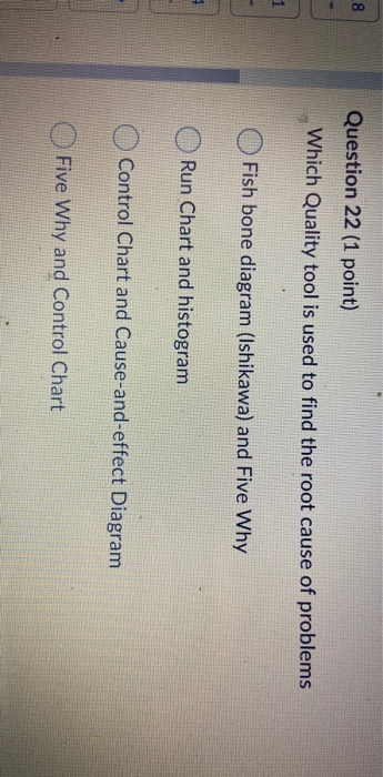 Solved 8 Question 22 (1 point) Which Quality tool is used to | Chegg.com