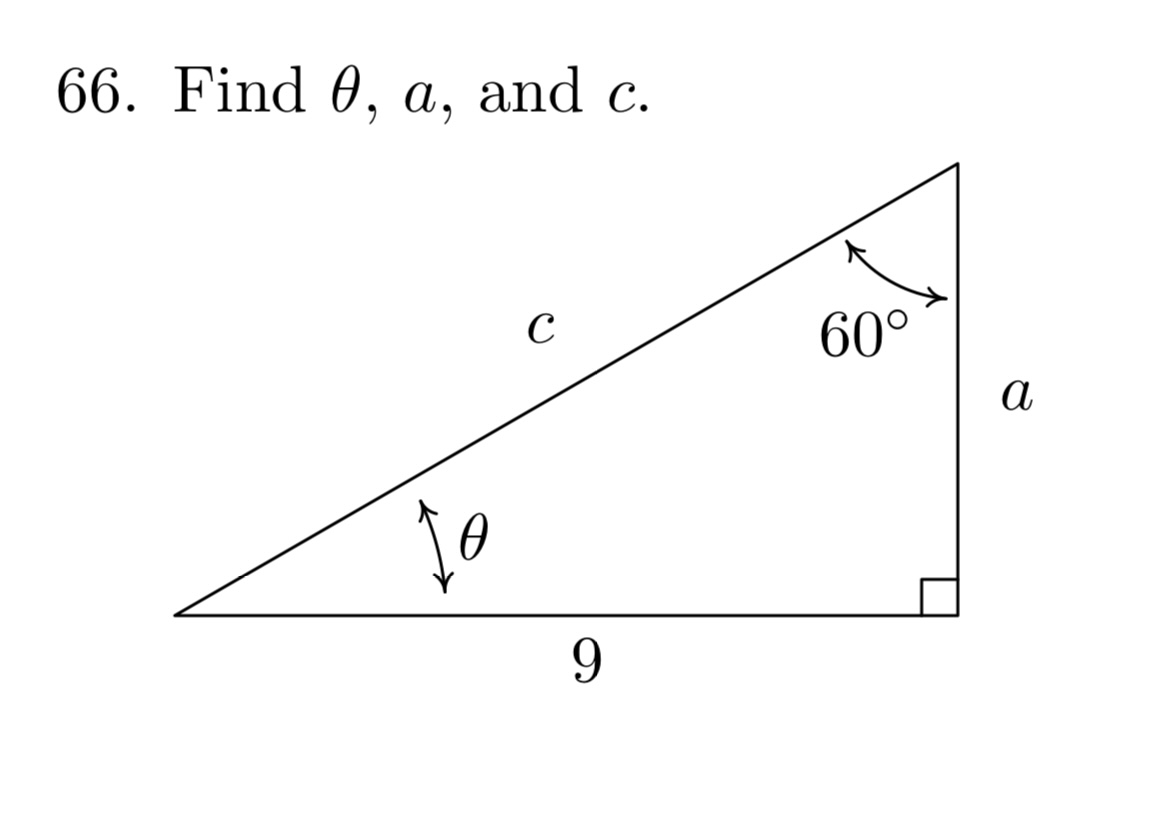 Solved using tan(\theta ) = ﻿b/a sec(\theta ) = ﻿c/a | Chegg.com