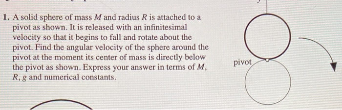 Solved 1. A solid sphere of mass M and radius R is attached | Chegg.com