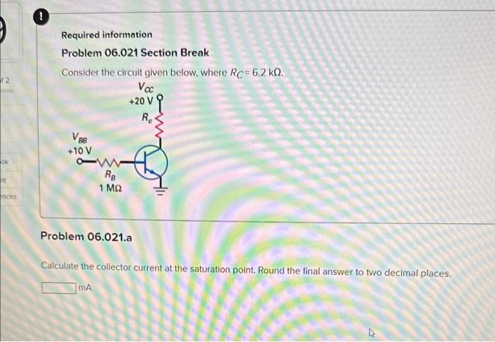 Solved Required Information Problem 06.021 Section Break | Chegg.com