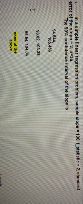 Solved 1. In a simple linear regression problem, sample | Chegg.com