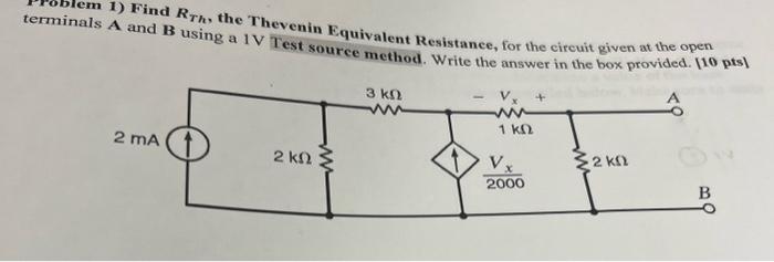 Solved terminals A and RTh, the Thevenin Equivalent | Chegg.com