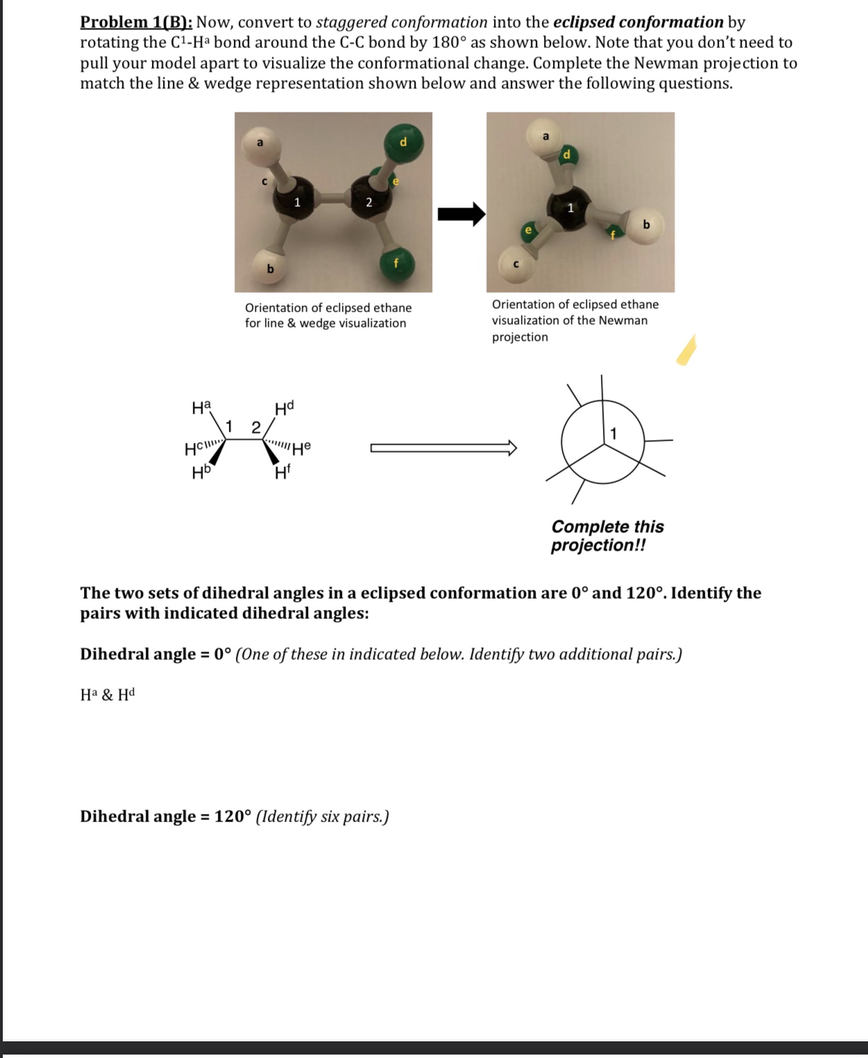 Solved Orientation of eclipsed ethanefor line & wedge | Chegg.com