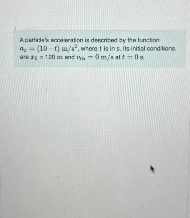 Solved A Particle's Acceleration Is Described By The | Chegg.com ...