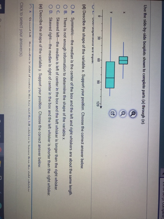Solved Use the side-by-side boxplots shown to complete parts | Chegg.com