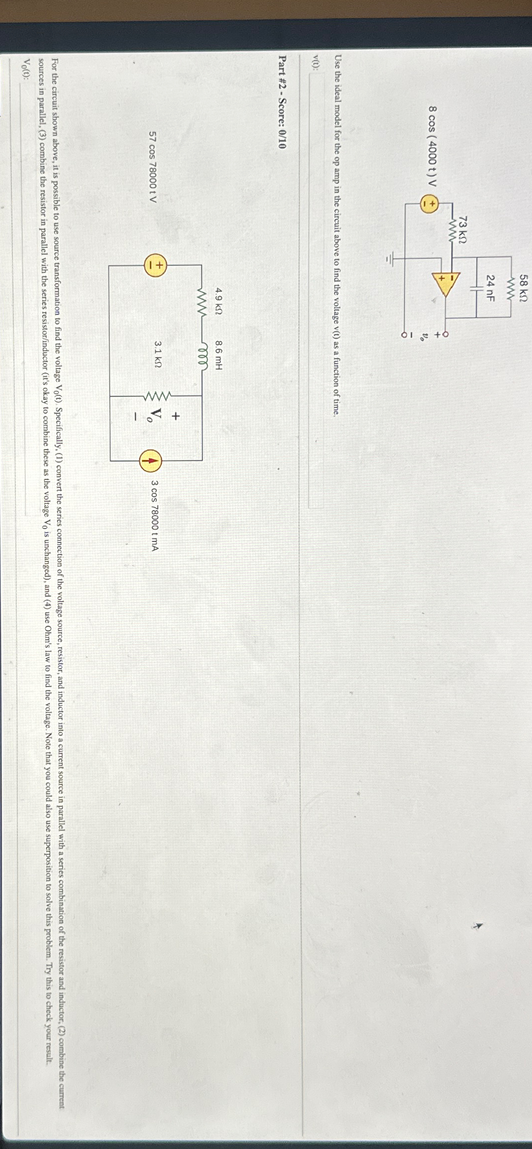 Solved Use the ideal model for the op amp in the circuit | Chegg.com
