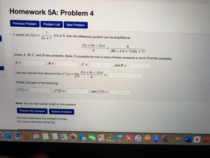 Solved Homework 5A: Problem 4 Previous Problem Problem List | Chegg.com