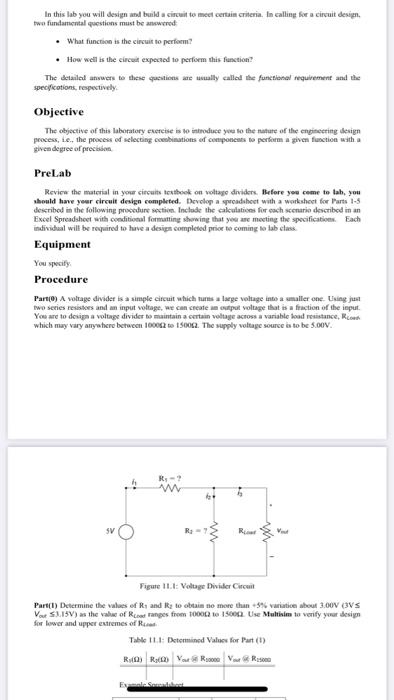 In this lab you will design and build a circuit to | Chegg.com