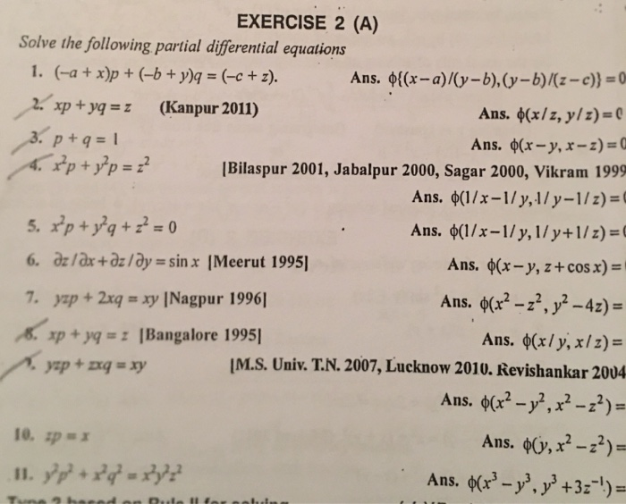 Solved EXERCISE 2 A Solve The Following Partial Chegg
