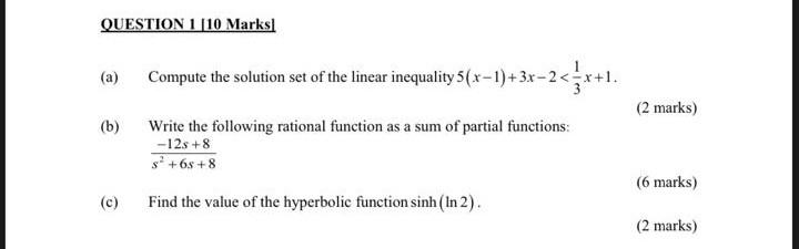 Solved QUESTION 1 [10 Marks/ (a) Compute The Solution Set Of | Chegg.com