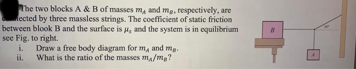 Solved 30 The Two Blocks A & B Of Masses My And Mp, | Chegg.com