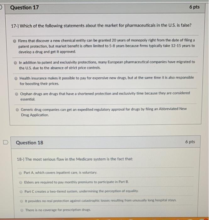 Solved Question 17 6 pts 17-) Which of the following | Chegg.com