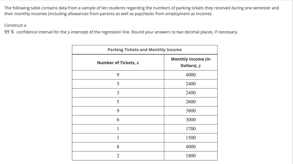 Solved The following table contains data from a sample of | Chegg.com
