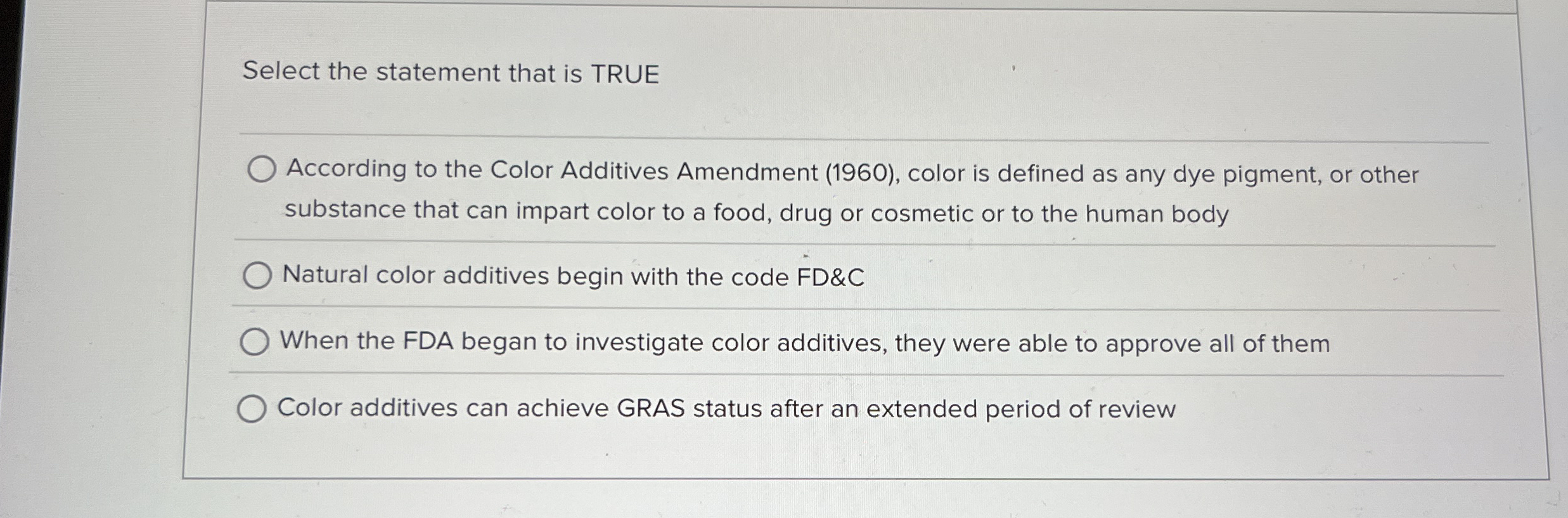 Solved Select the statement that is TRUEAccording to the | Chegg.com