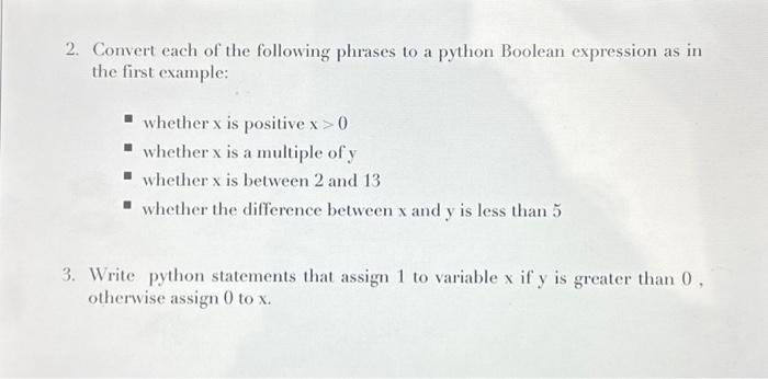 Solved 2. Convert each of the following phrases to a python | Chegg.com