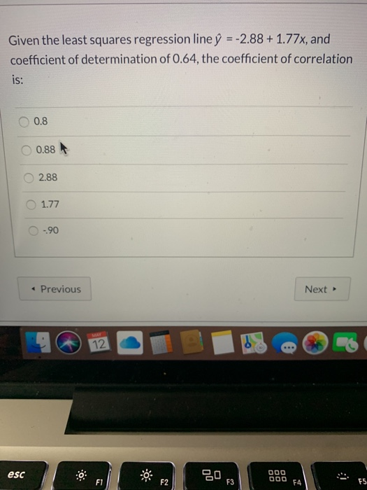 Solved Given the least squares regression line û = -2.88 + | Chegg.com