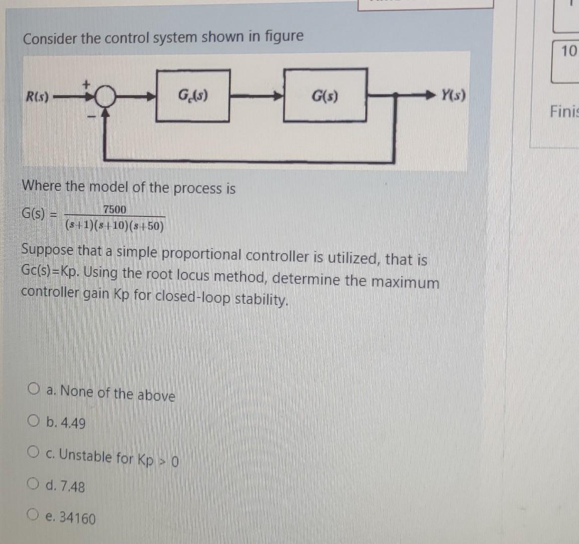 Solved Consider the control system shown in figure 10 R(3) | Chegg.com