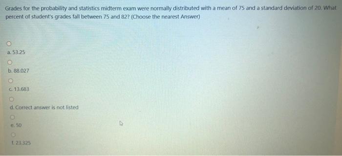 Solved Grades For The Probability And Statistics Midterm | Chegg.com