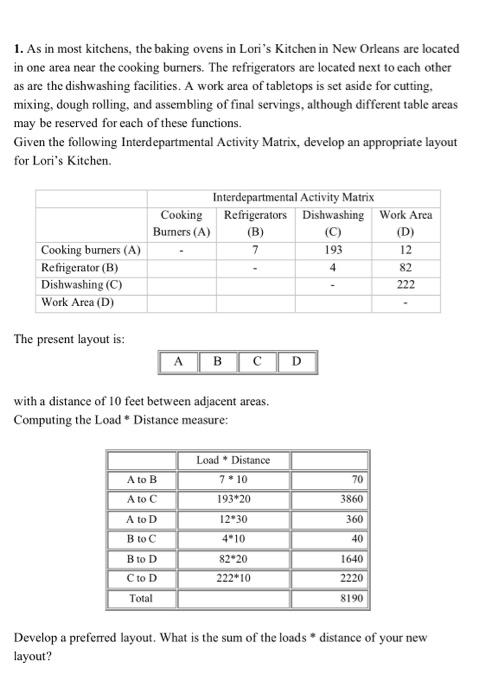 Solved 1. As in most kitchens, the baking ovens in Lori's | Chegg.com