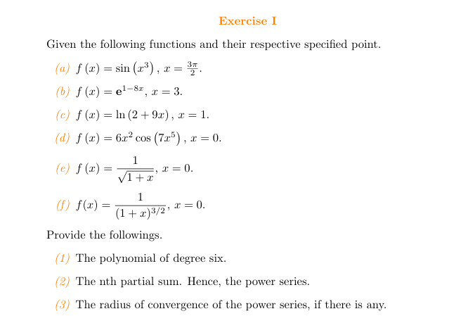 Solved Exercise IGiven the following functions and their | Chegg.com