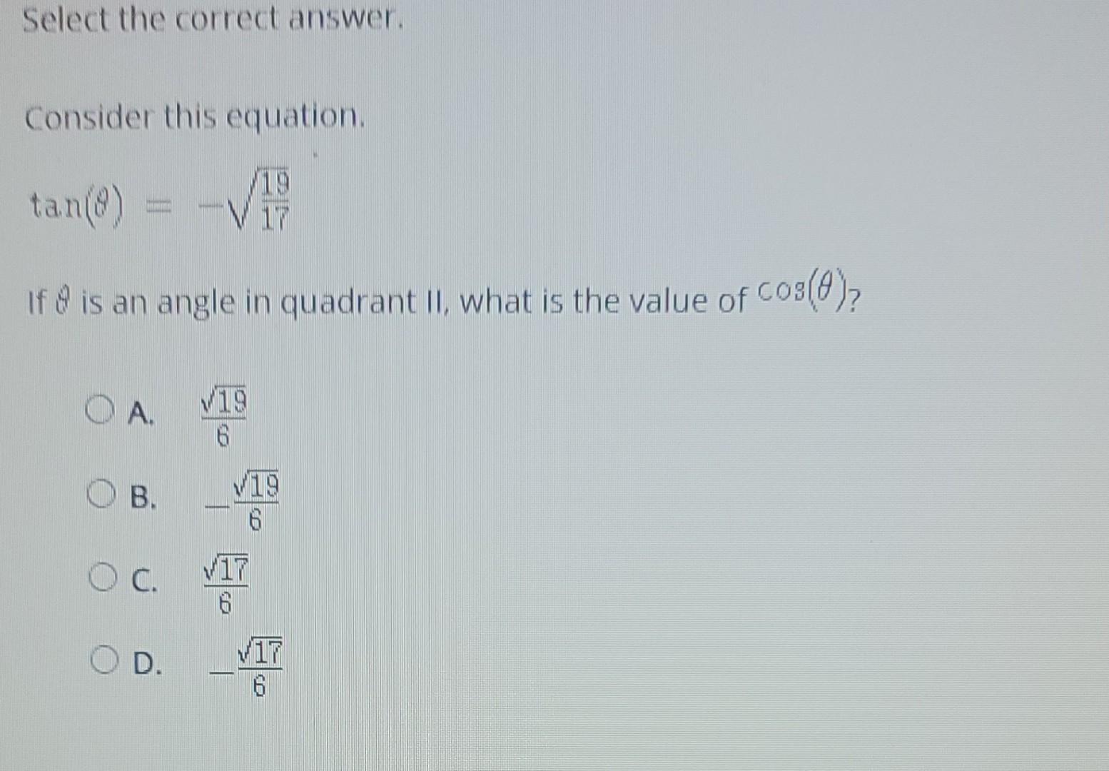 Solved Select The Correct Answer Consider This Equation 19 8304