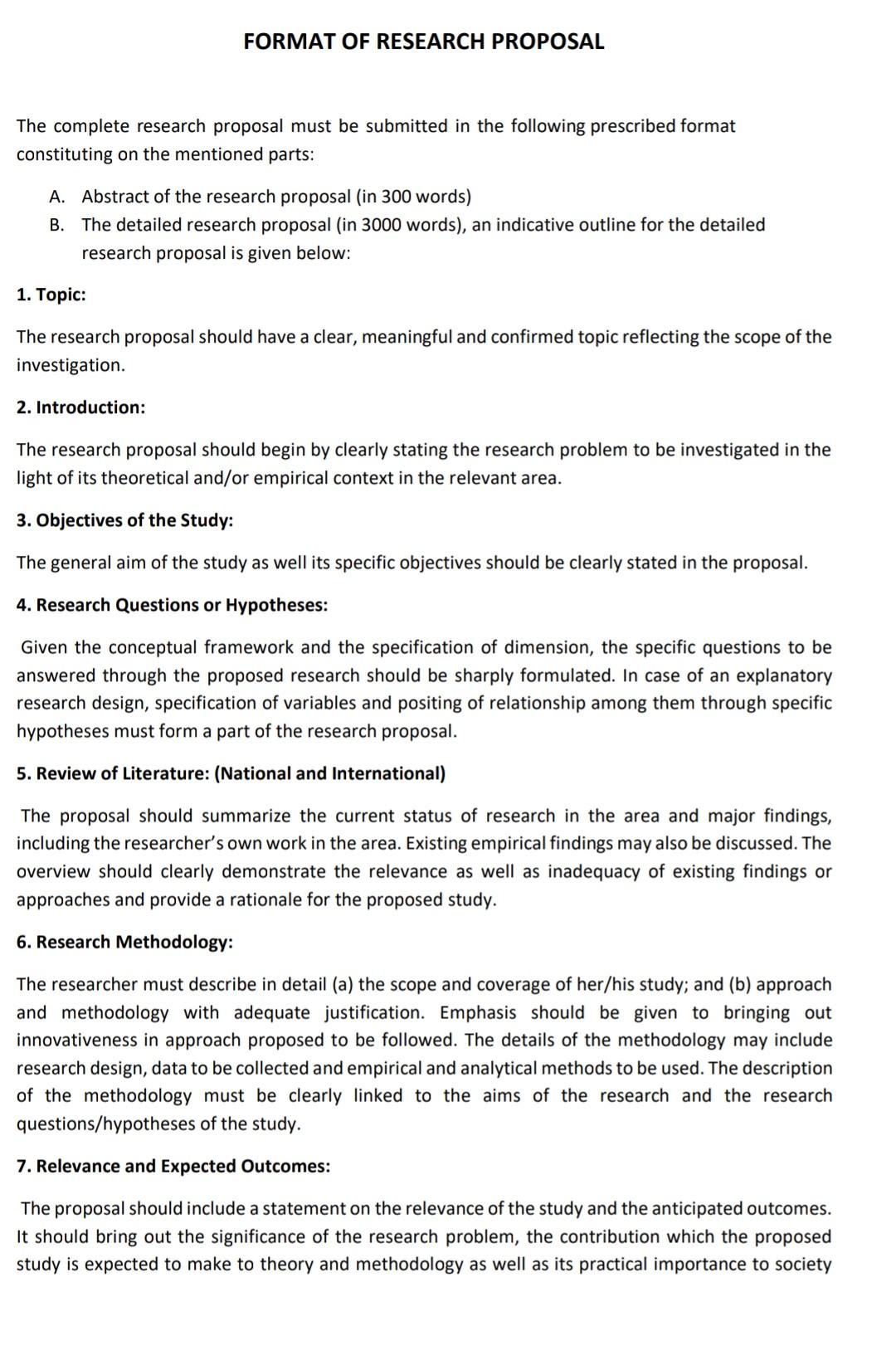 Solved FORMAT OF RESEARCH PROPOSAL The complete research