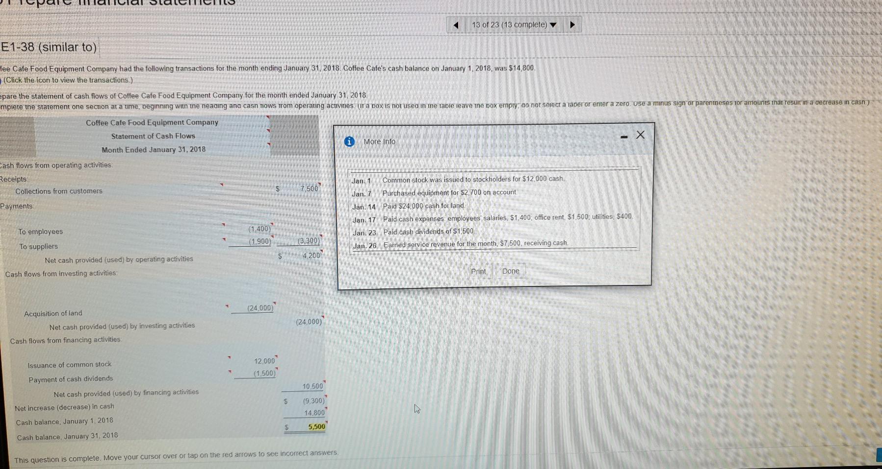 Solved 13 of 23 (13 complete) E1-38 (similar to) fee Cafe | Chegg.com