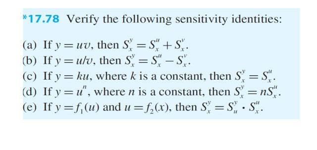 17 78 Verify The Following Sensitivity Identities Chegg Com