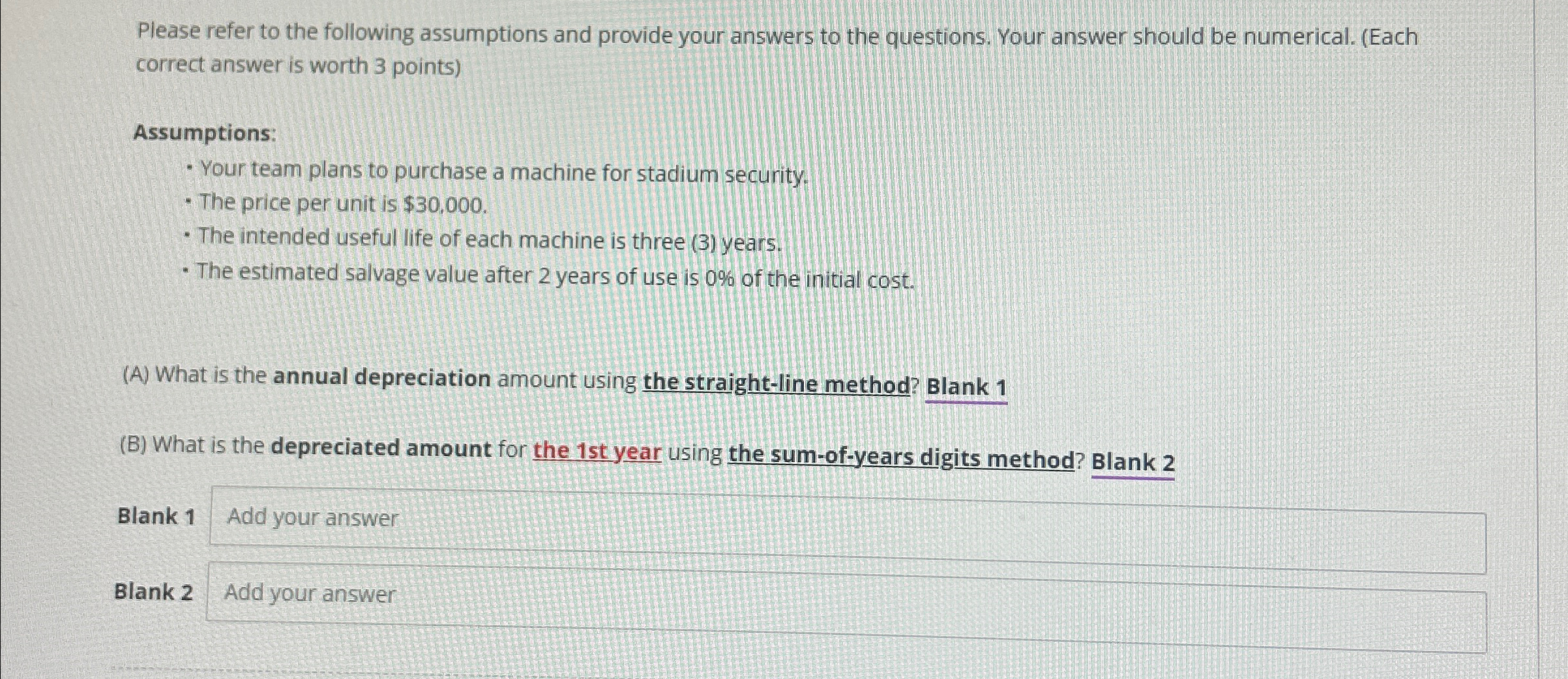 Solved Please refer to the following assumptions and provide | Chegg.com