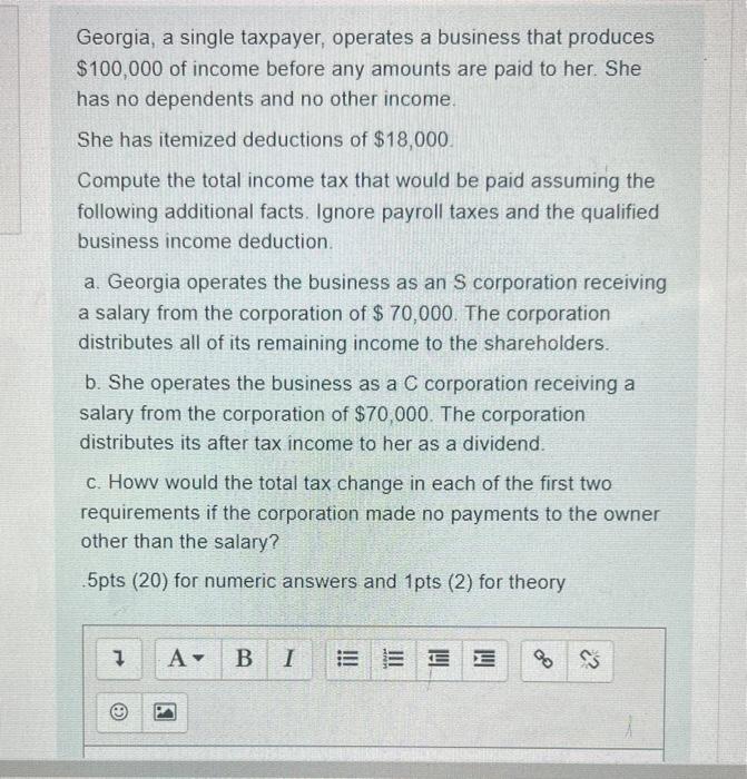 Solved Georgia, A Single Taxpayer, Operates A Business That | Chegg.com