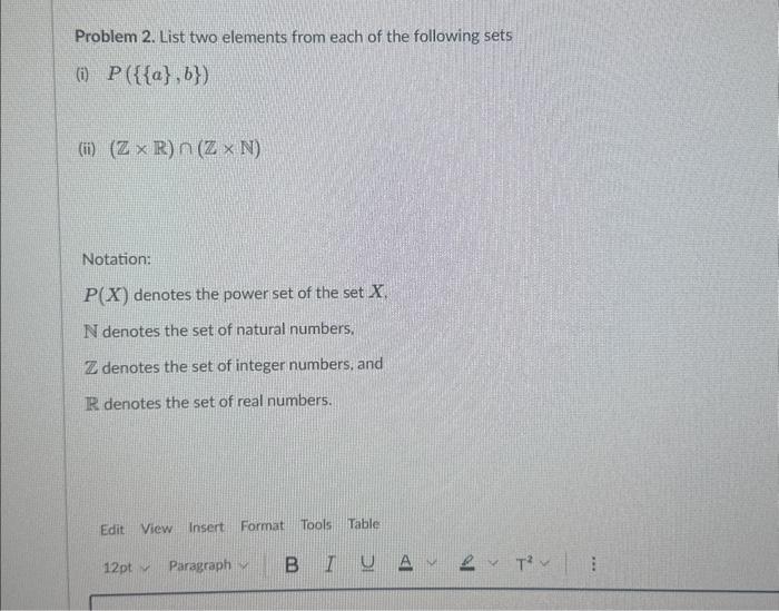 Solved Problem 2. List two elements from each of the | Chegg.com