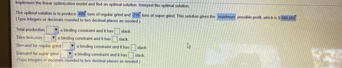 Solved Implement The Linear Optimization Model And Find An | Chegg.com