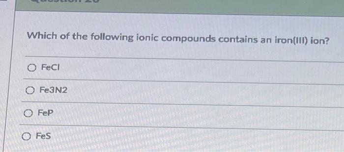 Solved Which of the following ionic compounds contains an | Chegg.com