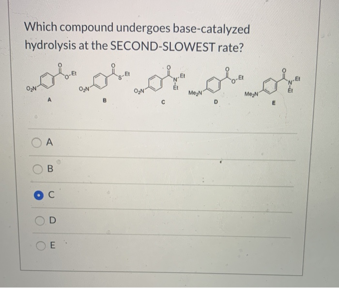 Solved Which Compound Undergoes Base-catalyzed Hydrolysis At | Chegg.com