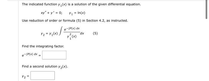 Solved The indicated function y(x) is a solution of the | Chegg.com