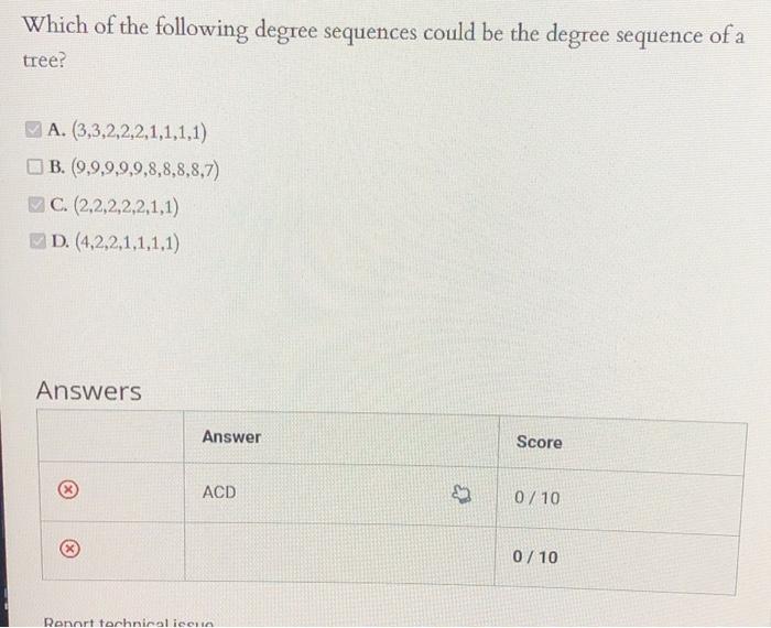 Solved Which of the following degree sequences could be the | Chegg.com