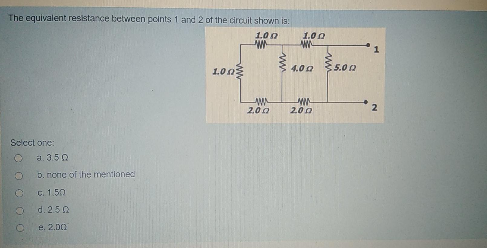 Solved The equivalent resistance between points 1 and 2 of | Chegg.com