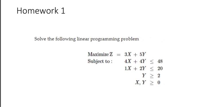 Solved Homework 1 Solve the following linear programming | Chegg.com