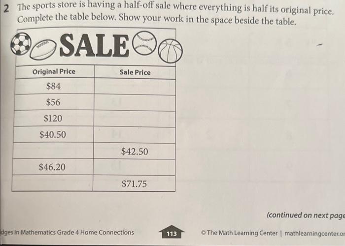 Solved 2 The sports store is having a half-off sale where | Chegg.com