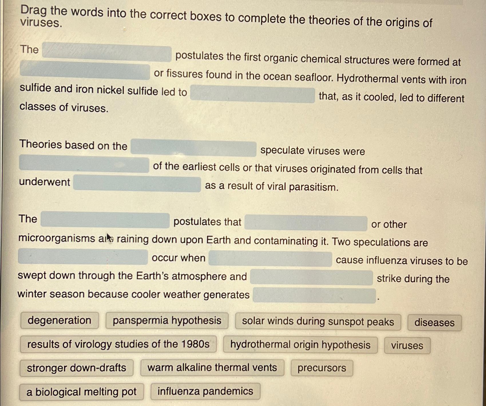 Solved Drag the words into the correct boxes to complete the | Chegg.com